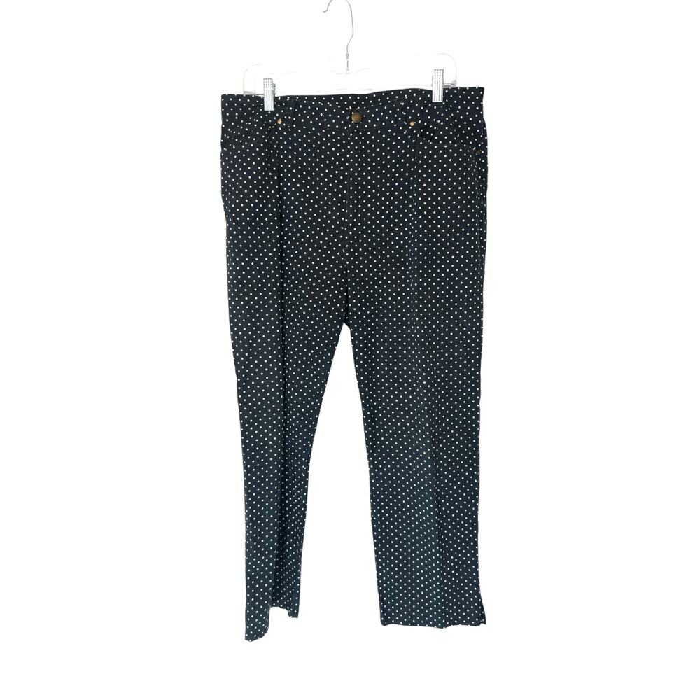 Lauren Ralph‎ Lauren Pants Black Polka Dot Old Casual Straight Leg Size 14